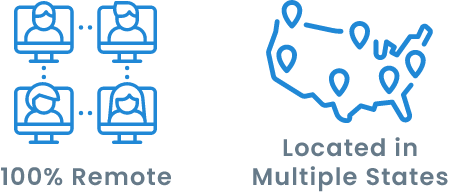 Icon indicating that WRIS is 100% remote and developers are located in multiple states